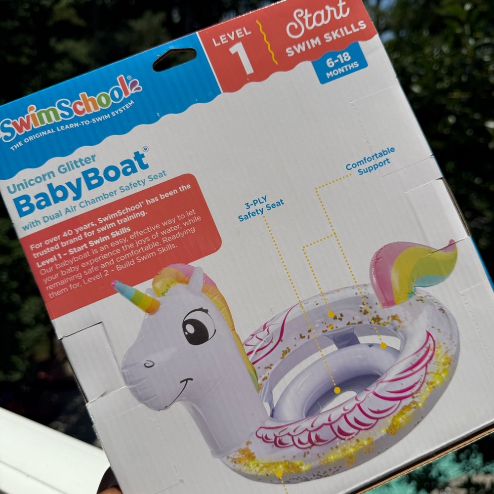 Unicorn Glitter Baby Boat - White and Pink 6-18 Months